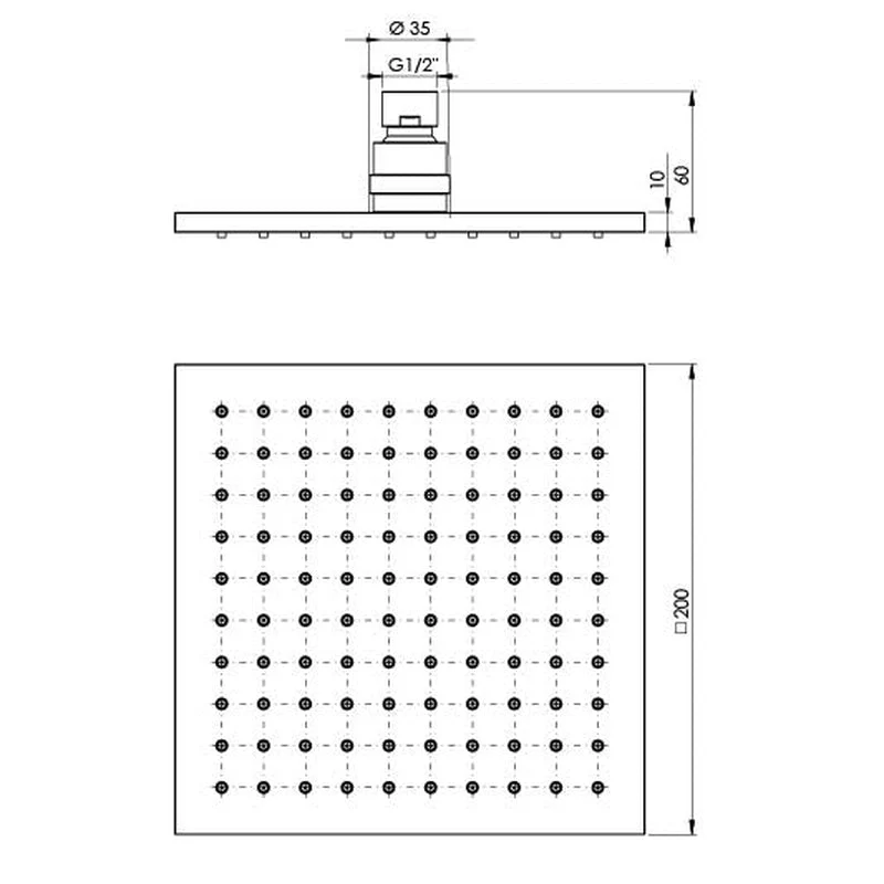 Phoenix Lexi Shower Rose / Shower Head 200mm Square - Black Matte - Image 2