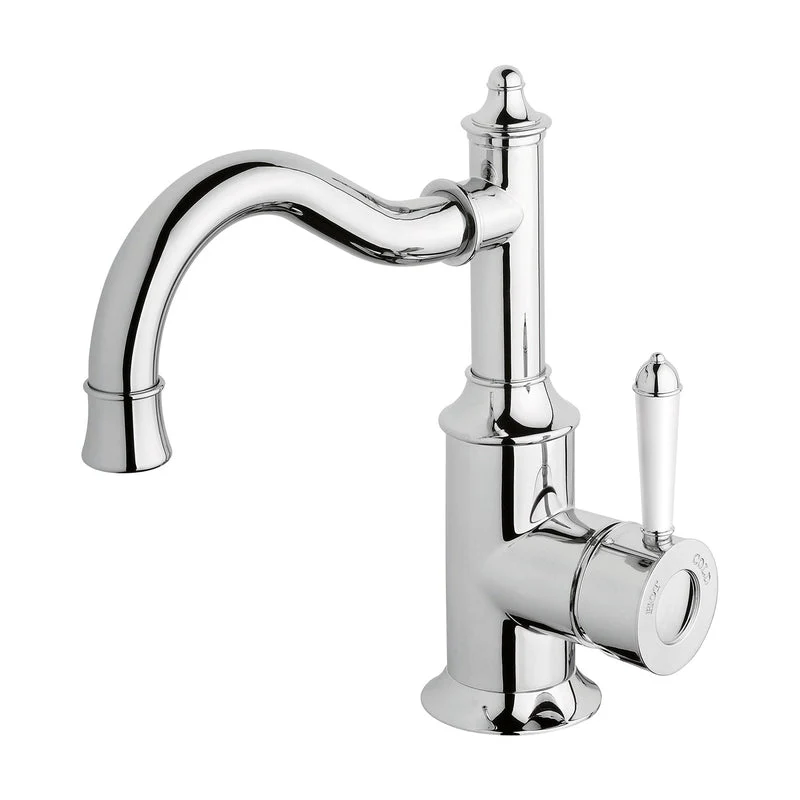 Phoenix Nostalgia Basin Mixer 160mm Shepherds Crook - Chrome / Natural White