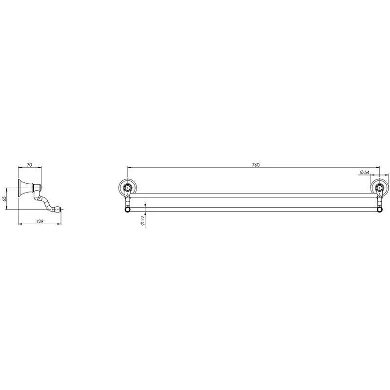 Phoenix Nostalgia Double Towel Rail 760mm - Chrome - Image 2