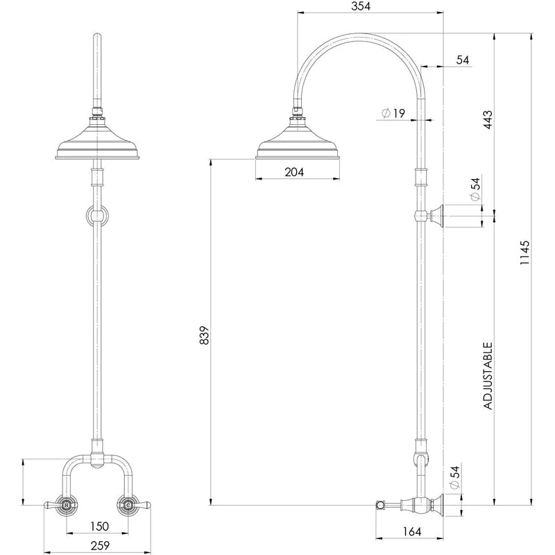 Phoenix Nostalgia Lever Exposed Shower Set - Chrome - Image 2