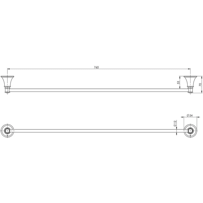 Phoenix Nostalgia Single Towel Rail 760mm - Brushed Nickel - Image 2