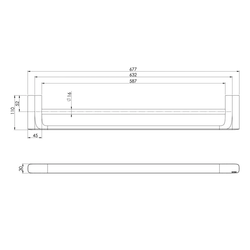 Phoenix Nuage Double Towel Rail 600mm - White Matte - Image 2