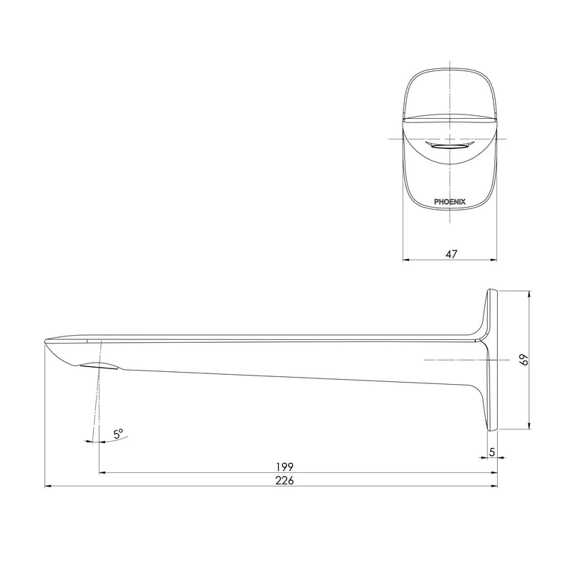 Phoenix Nuage Wall Basin/Bath Outlet 200mm - Brushed Carbon - Image 2