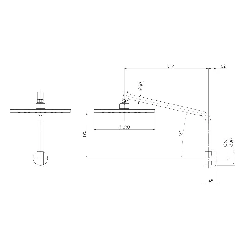 Phoenix Ormond High-Rise Shower Arm and Rose - Chrome - Image 2