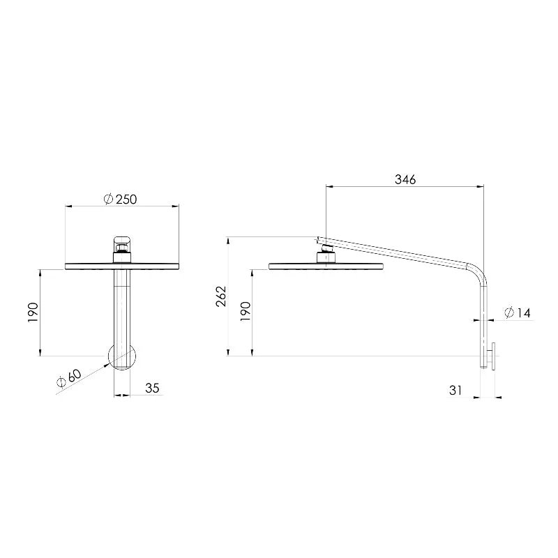 Phoenix Oxley High-Rise Shower Arm and Rose - Black Matte - Image 2