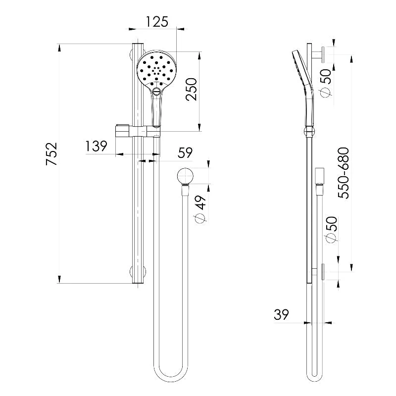 Phoenix Oxley Rail Shower - Chrome - Image 2