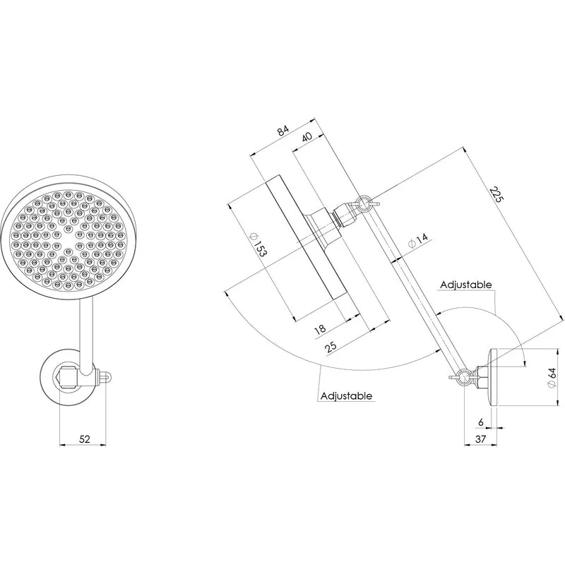 Phoenix Pina All Directional Shower Arm & 150mm Round Rose - Chrome - Image 2