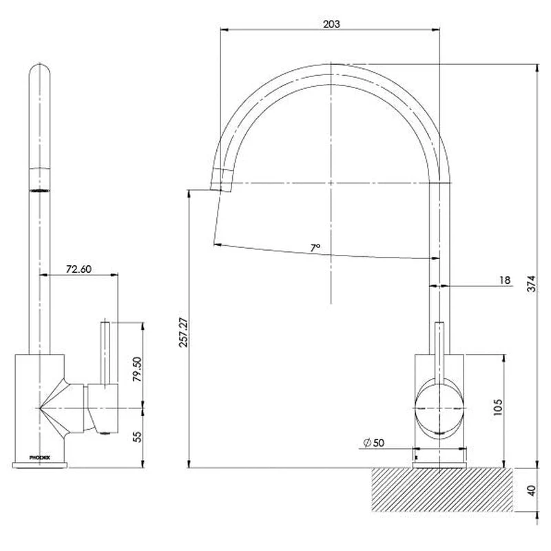 Phoenix Pina Sink Mixer 200mm Gooseneck - Chrome - Image 2