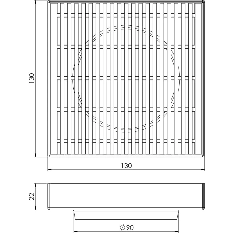 Phoenix Point Drain Heel Guard 130mm Outlet 90mm - Stainless Steel - Image 2