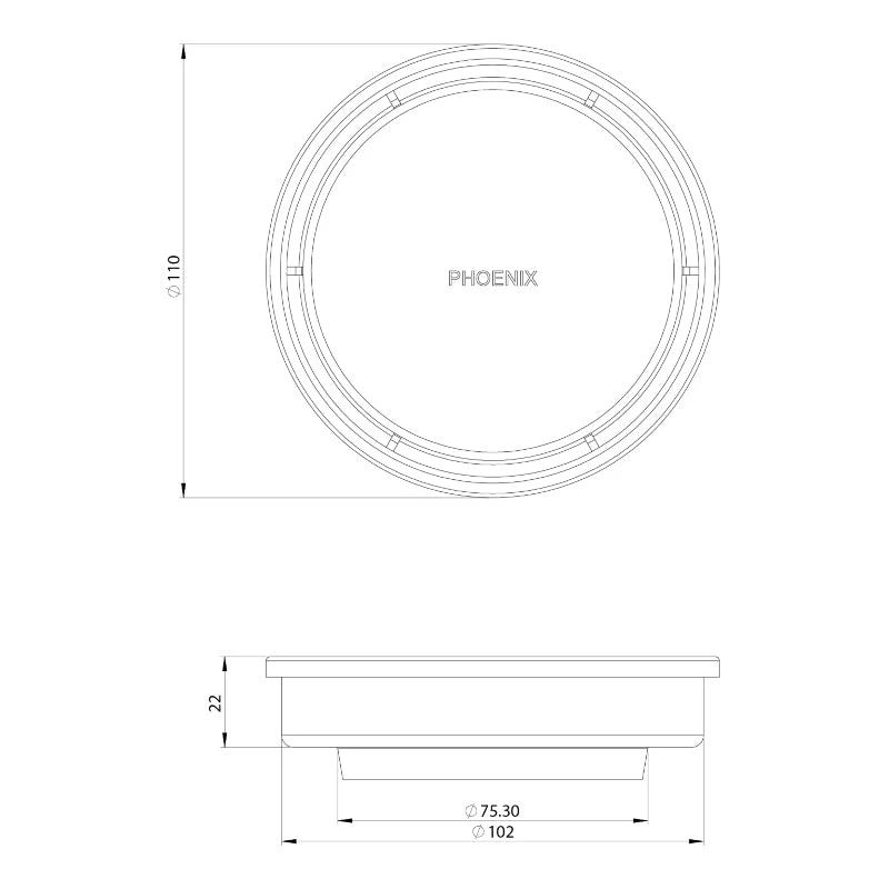 Phoenix Point Drain Round 100mm Outlet 76mm - Black Matte - Image 2