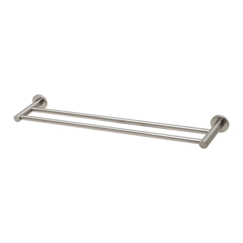 Phoenix Radii Double Towel Rail 600mm Round Plate - Brushed Nickel