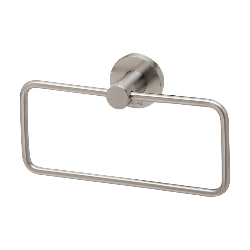 Phoenix Radii Hand Towel Holder Round Plate - Brushed Nickel