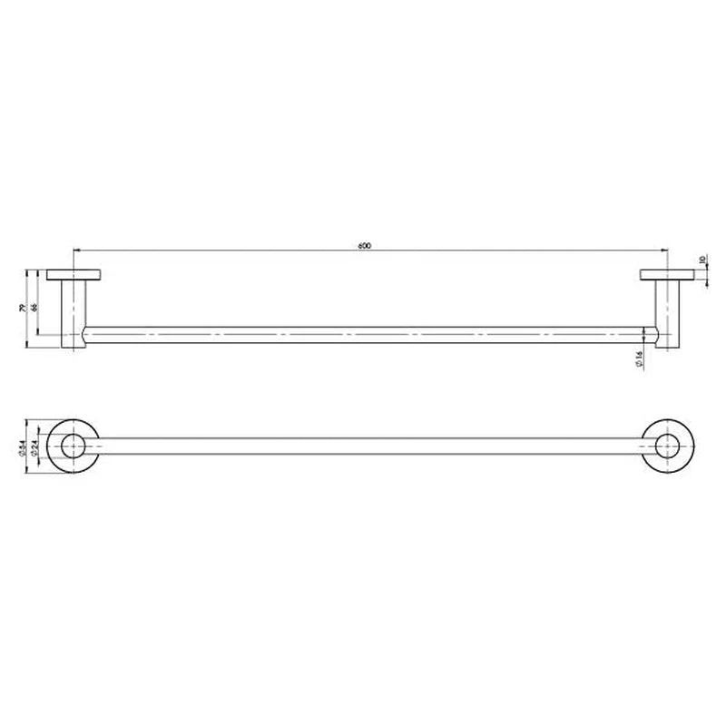 Phoenix Radii Single Towel Rail 600mm Round Plate - Brushed Gold - Image 2
