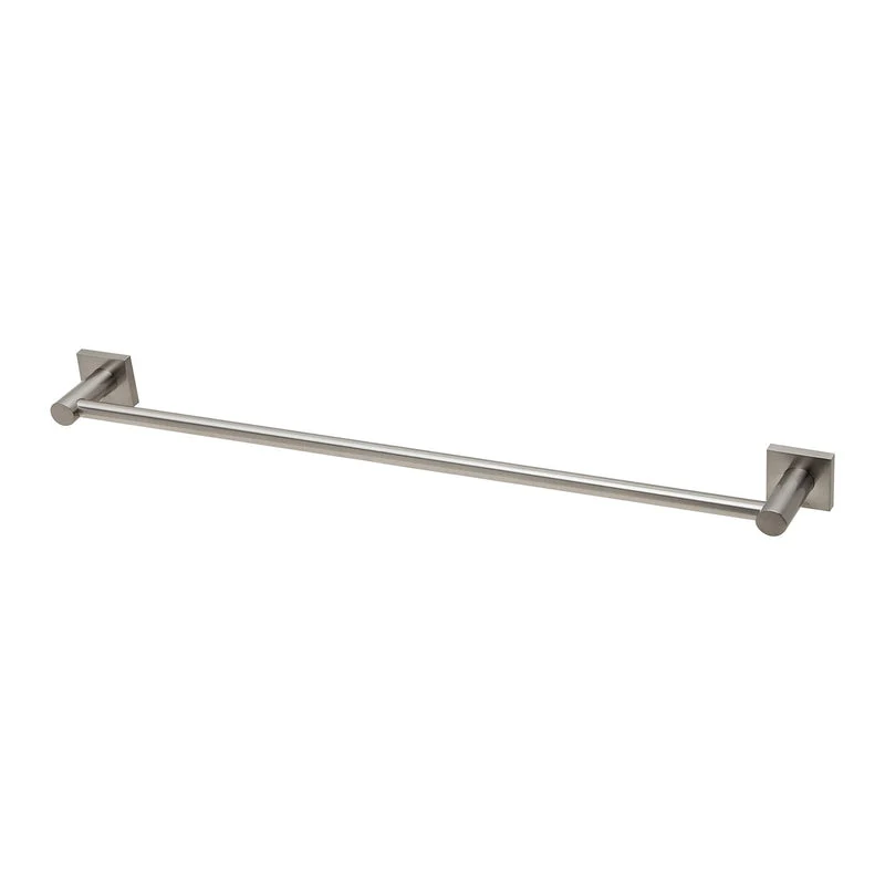 Phoenix Radii Single Towel Rail 600mm Square Plate - Brushed Nickel