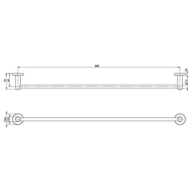 Phoenix Radii Single Towel Rail 800mm Round Plate - Chrome - Image 2