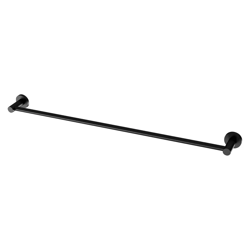 Phoenix Radii Single Towel Rail 800mm Round Plate - Black Matte