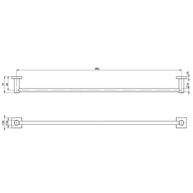 Phoenix Radii Single Towel Rail 800mm Square Plate - Chrome - Image 2