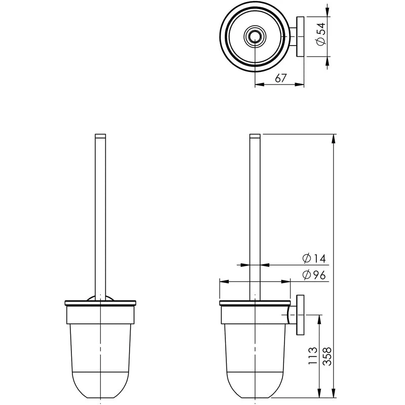 Phoenix Radii Toilet Brush & Holder Round - Chrome - Image 2