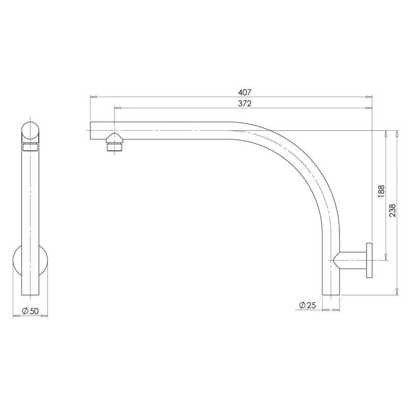 Phoenix Rush High-Rise Shower Arm - Brushed Nickel - Image 2