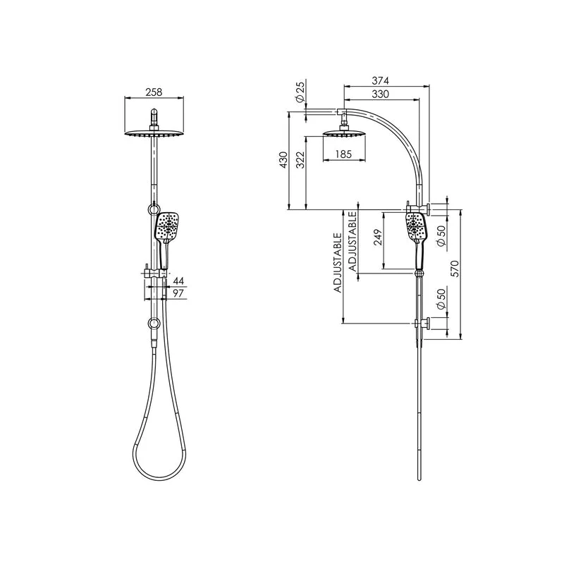 Phoenix Rush Twin Shower - Chrome - Image 2