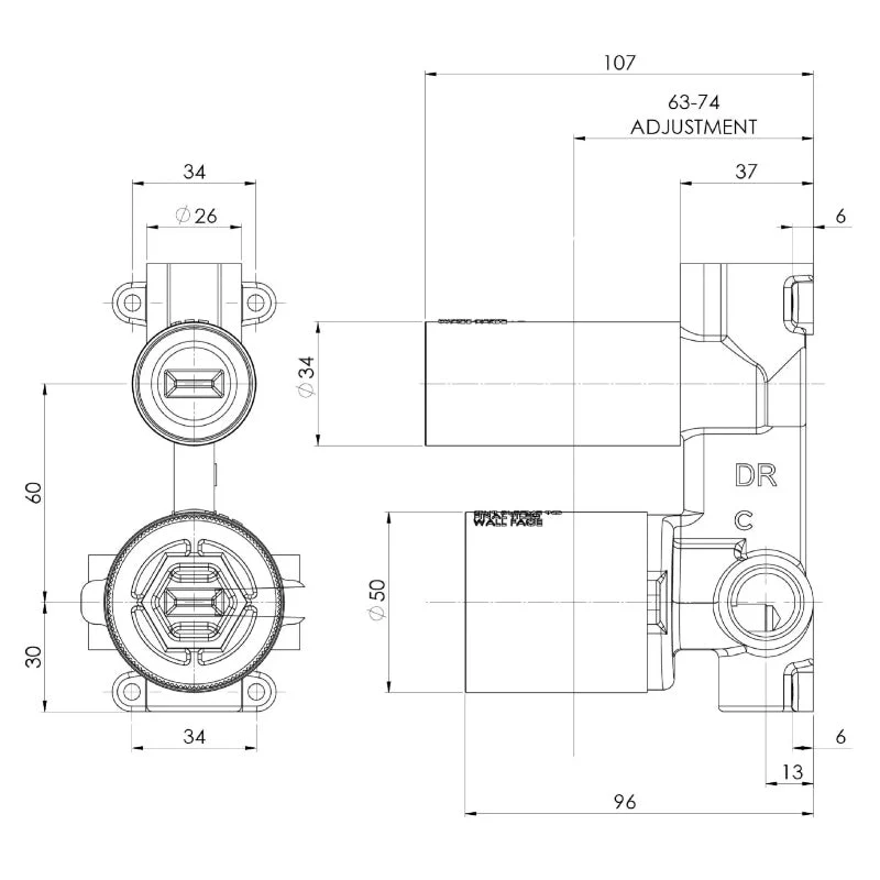 Phoenix SwitchMix Shower / Bath Diverter Mixer Rough-In Kit - Image 2