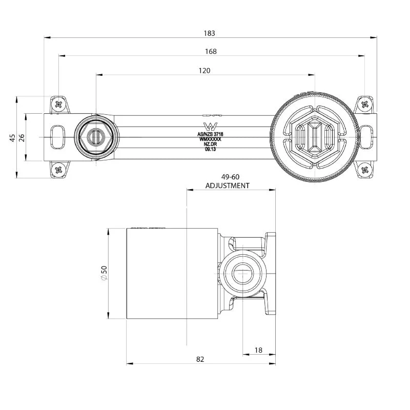 Phoenix SwitchMix Wall Basin / Bath Mixer Set Rough-In Kit - Image 2