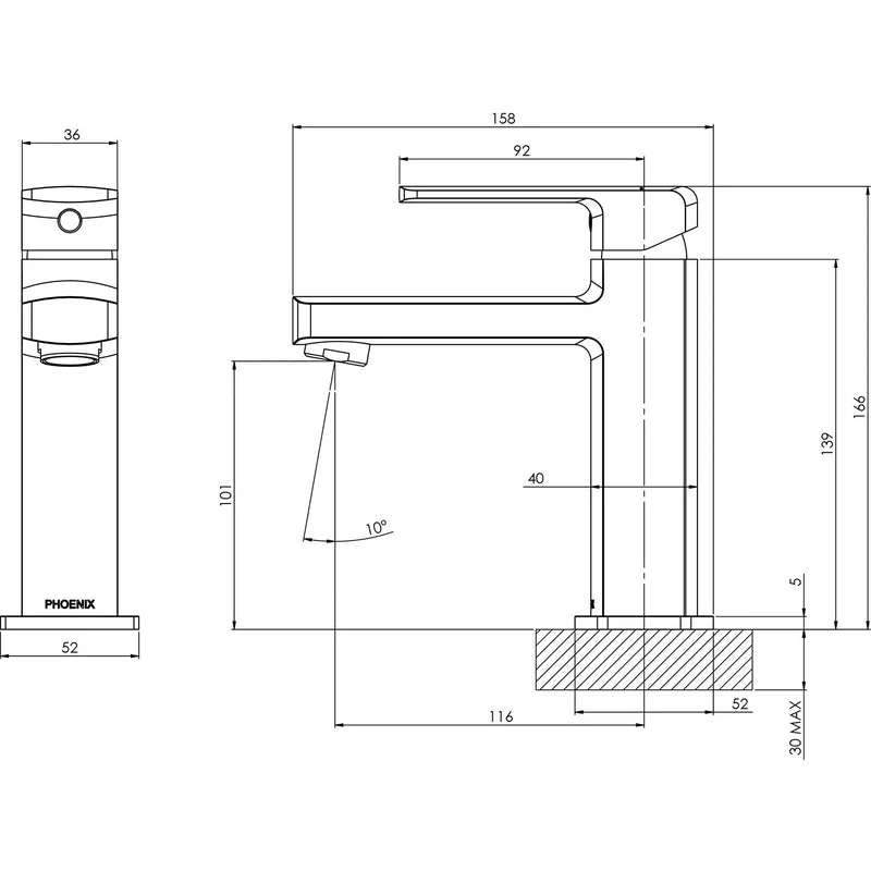Phoenix Teva Basin Mixer - Chrome - Image 2