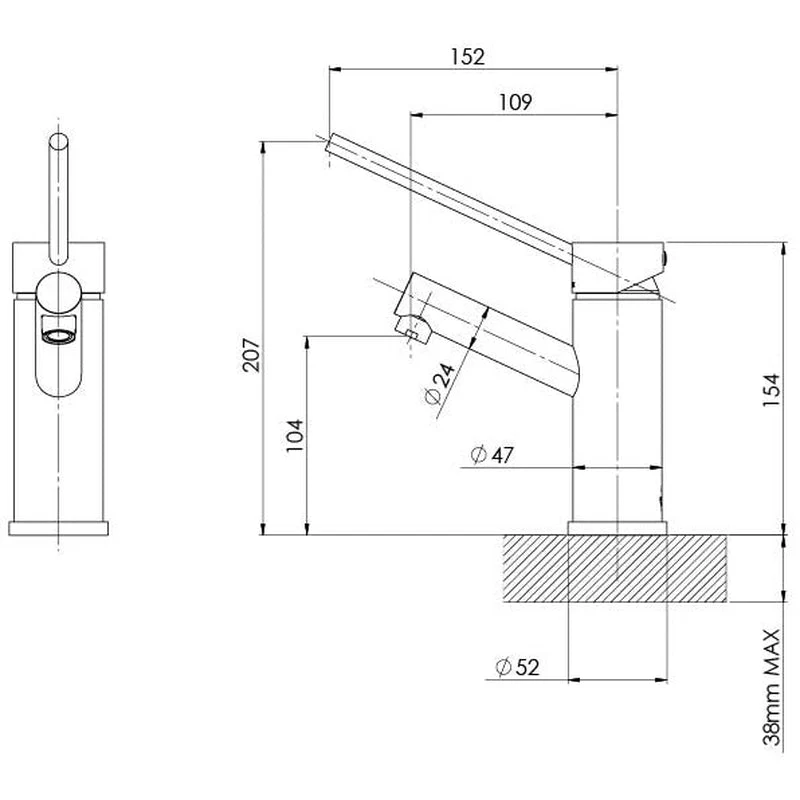 Phoenix Vivid Basin Mixer Extended Lever - Chrome - Image 2