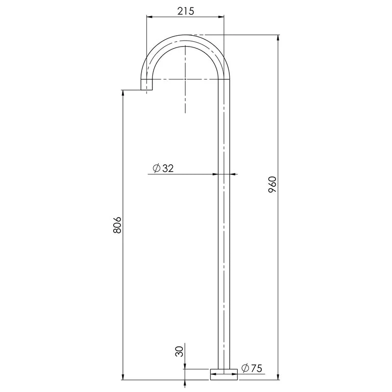 Phoenix Vivid Floor Mounted Bath Outlet 940mm - Chrome - Image 2