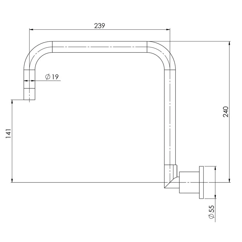 Phoenix Vivid Pin Lever Wall Sink Outlet 240mm Squareline - Chrome - Image 2