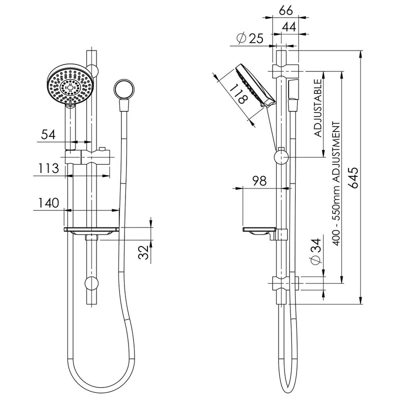 Phoenix Vivid Rail Shower - Chrome - Image 2