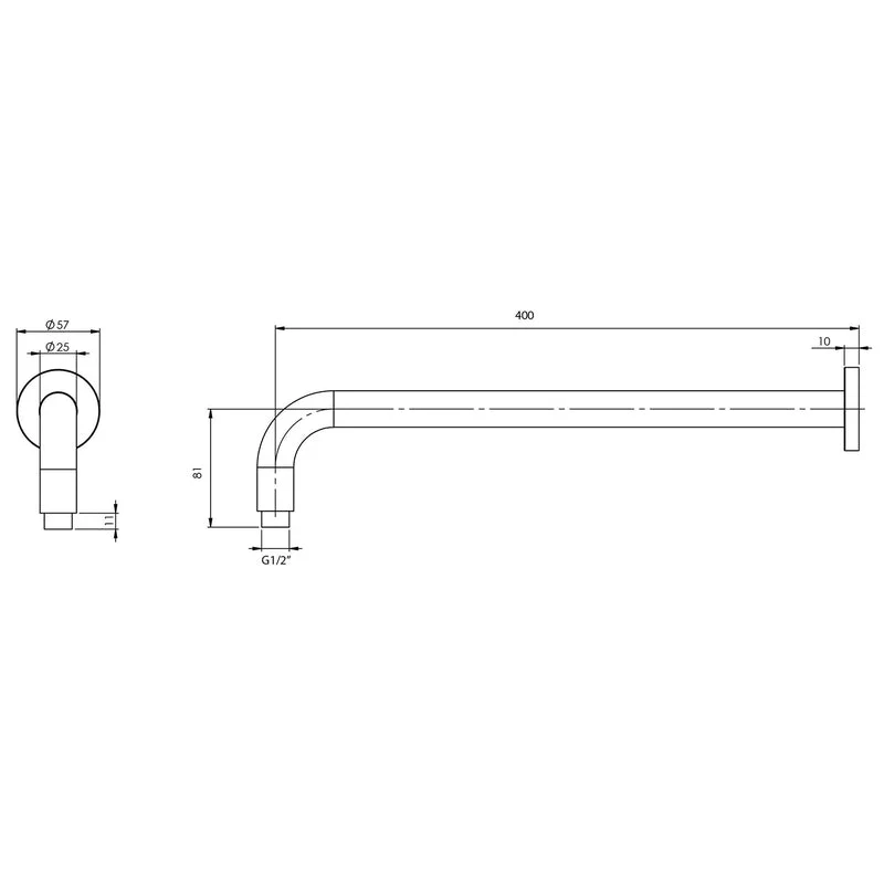 Phoenix Vivid Shower Arm 400mm Round - Chrome - Image 2