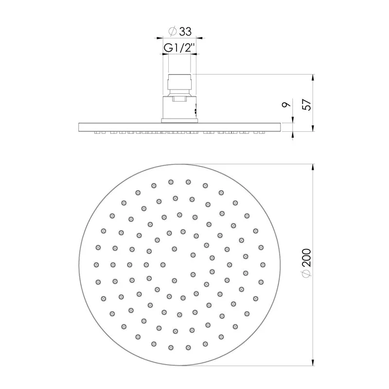 Phoenix Vivid Shower Rose / Shower Head 200mm Round - Chrome - Image 2