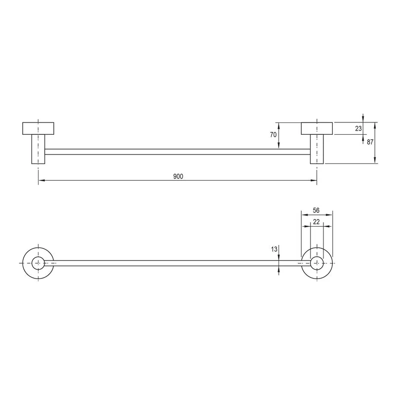 Phoenix Vivid Single Towel Rail 900mm - Chrome - Image 2