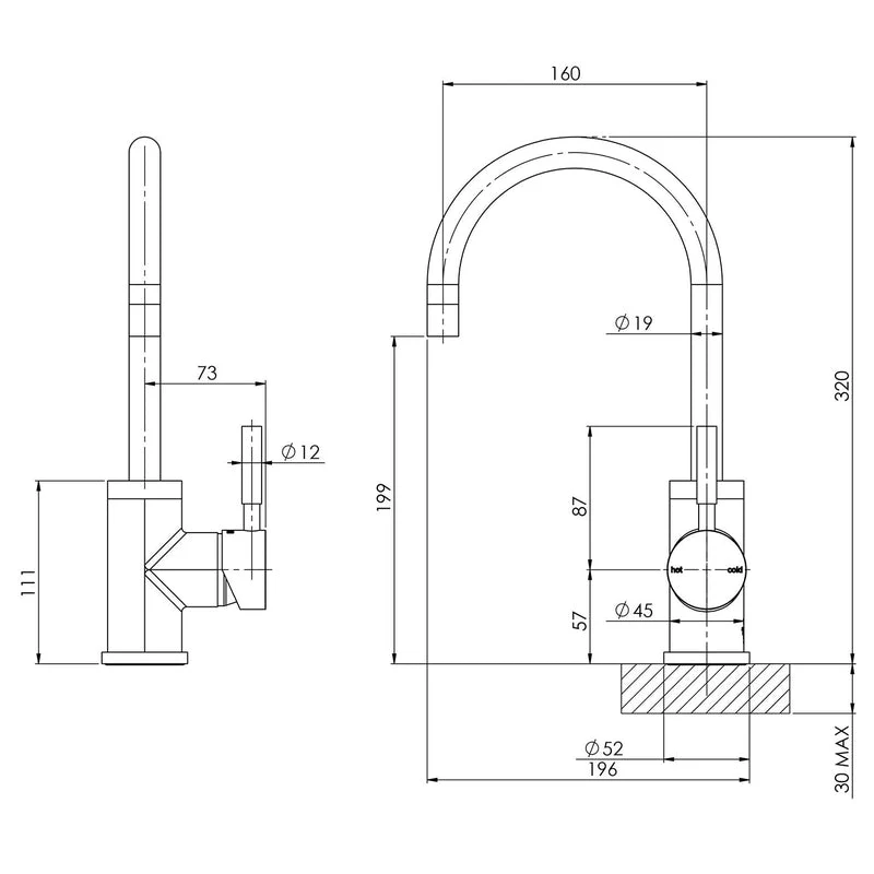 Phoenix Vivid Sink Mixer 160mm Gooseneck - Chrome - Image 2