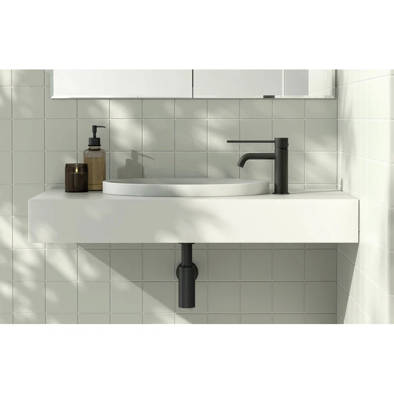 Phoenix Vivid Slimline Basin Mixer Curved Outlet with Extended Lever - Brushed Nickel - Image 4