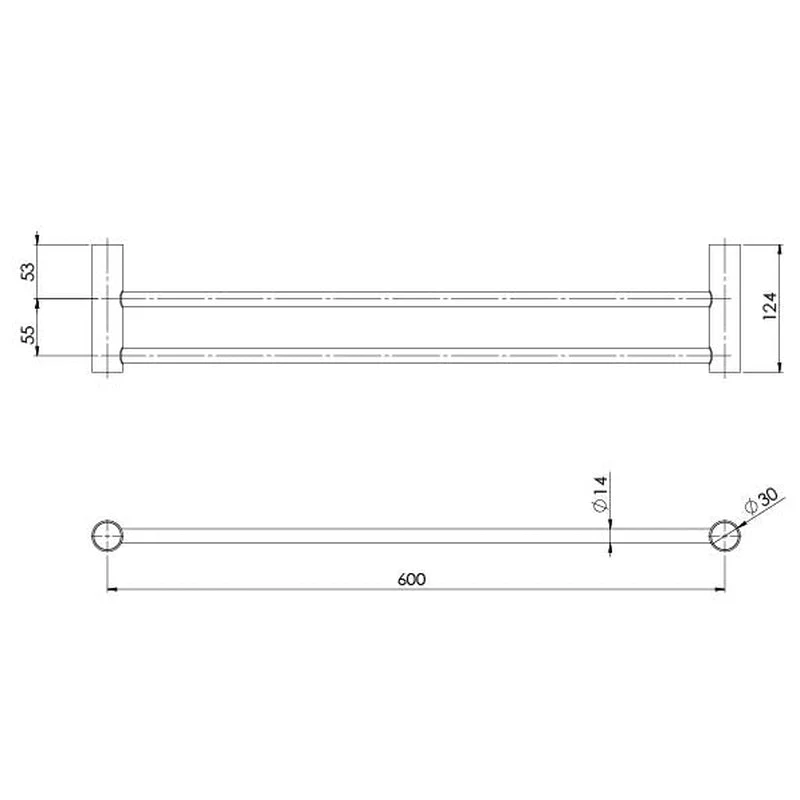 Phoenix Vivid Slimline Double Towel Rail 600mm - Brushed Carbon - Image 2