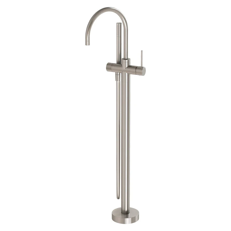 Phoenix Vivid Slimline Floor Mounted Bath Mixer with Hand Shower - Brushed Nickel
