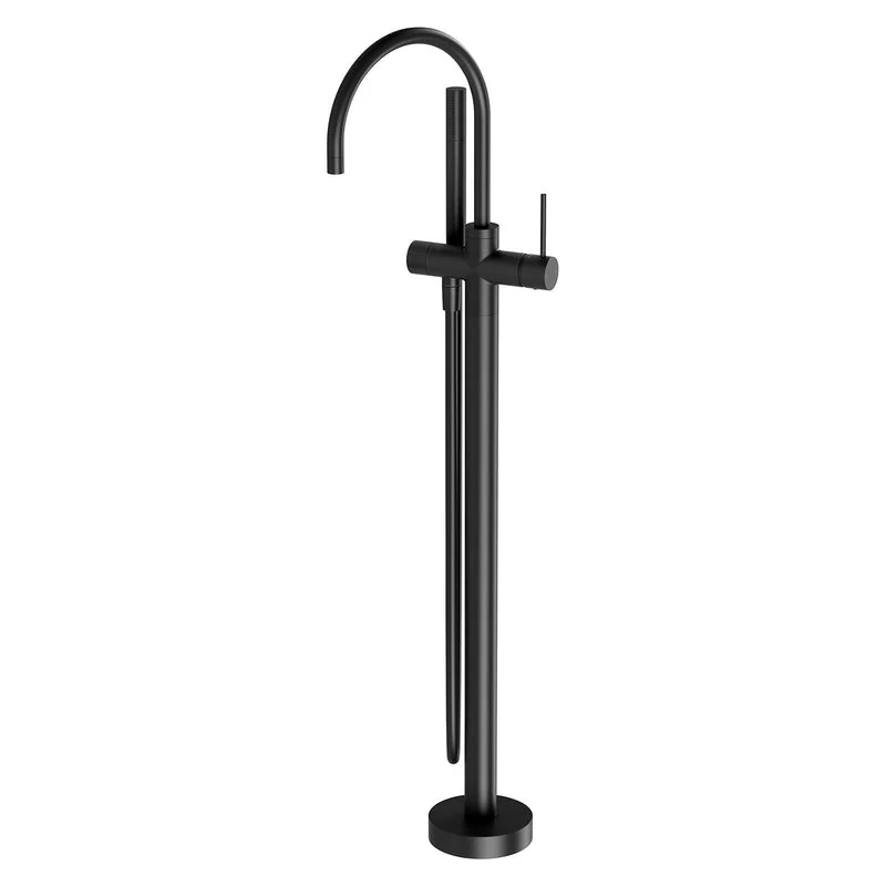 Phoenix Vivid Slimline Floor Mounted Bath Mixer with Hand Shower - Black Matte