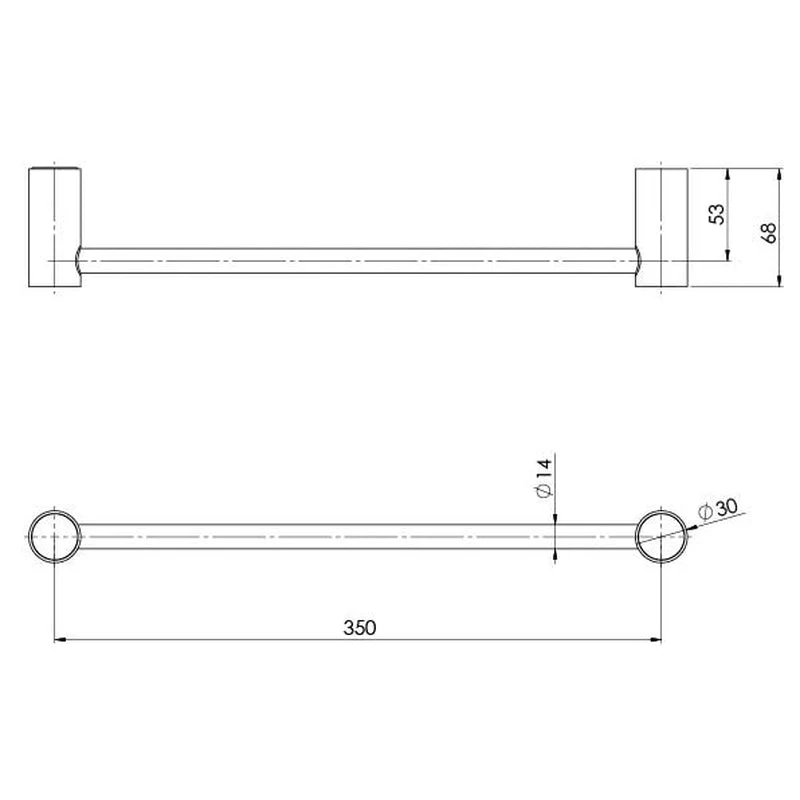 Phoenix Vivid Slimline Hand Towel Rail 350mm - Black Matte - Image 2
