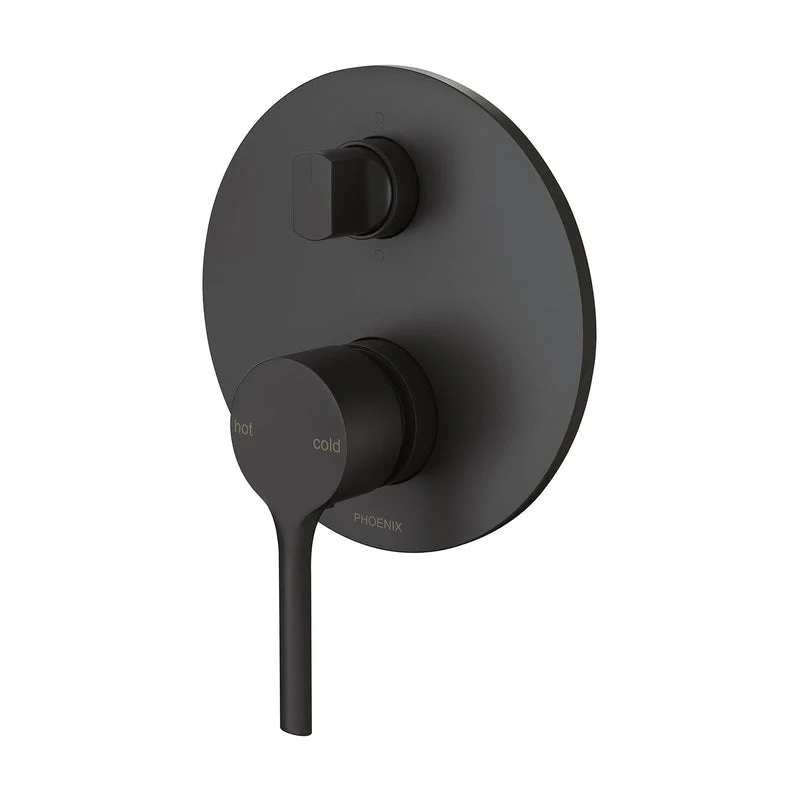 Phoenix Vivid Slimline Oval Shower / Bath Diverter Mixer - Black Matte