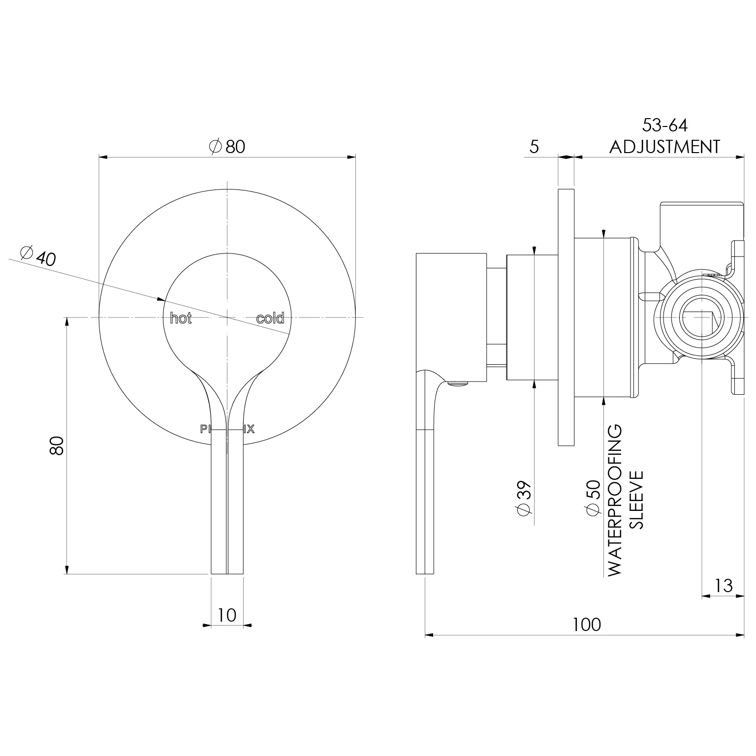 Phoenix Vivid Slimline Oval SwitchMix Shower / Wall Mixer (Complete Kit) – Lead Free - Chrome - Image 2
