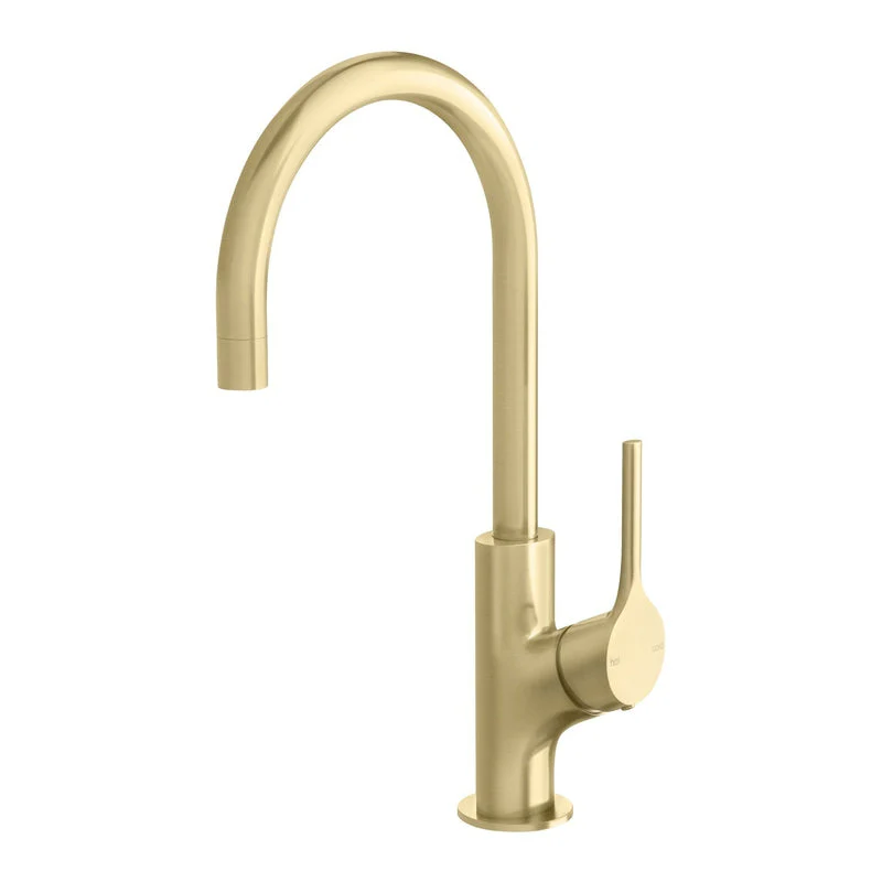 Phoenix Vivid Slimline Oval Kitchen Sink Mixer Tap 160mm Gooseneck - Brushed Gold