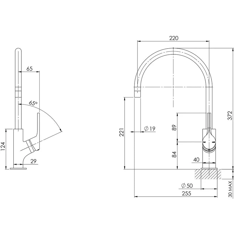 Phoenix Vivid Slimline Oval Sink Mixer 220mm Gooseneck - Brushed Nickel - Image 2