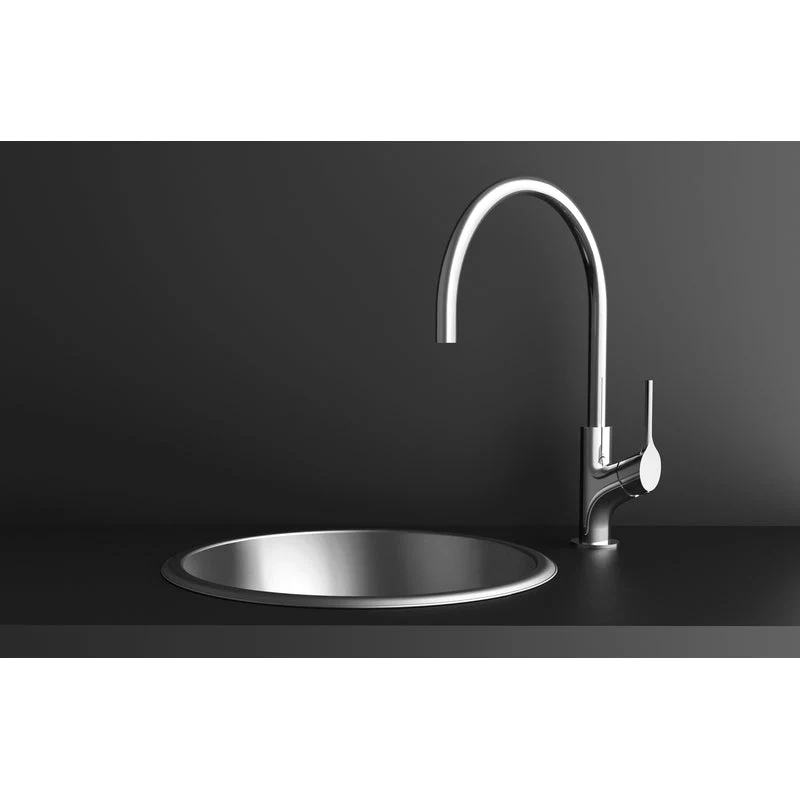 Phoenix Vivid Slimline Oval Sink Mixer 220mm Gooseneck - Black Matte - Image 3