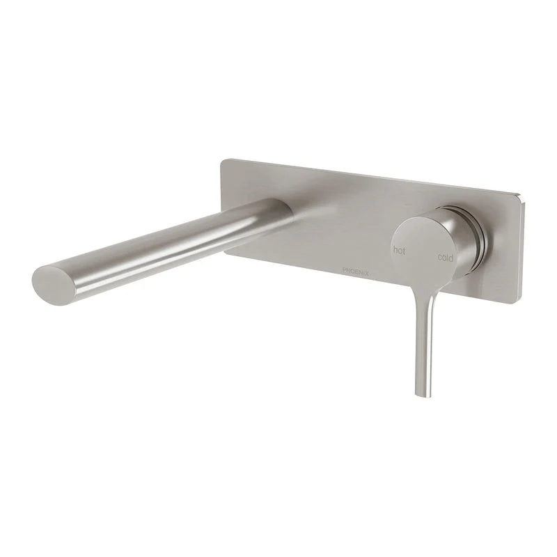 Phoenix Vivid Slimline Oval Wall Bath Mixer Set 175mm - Brushed Nickel