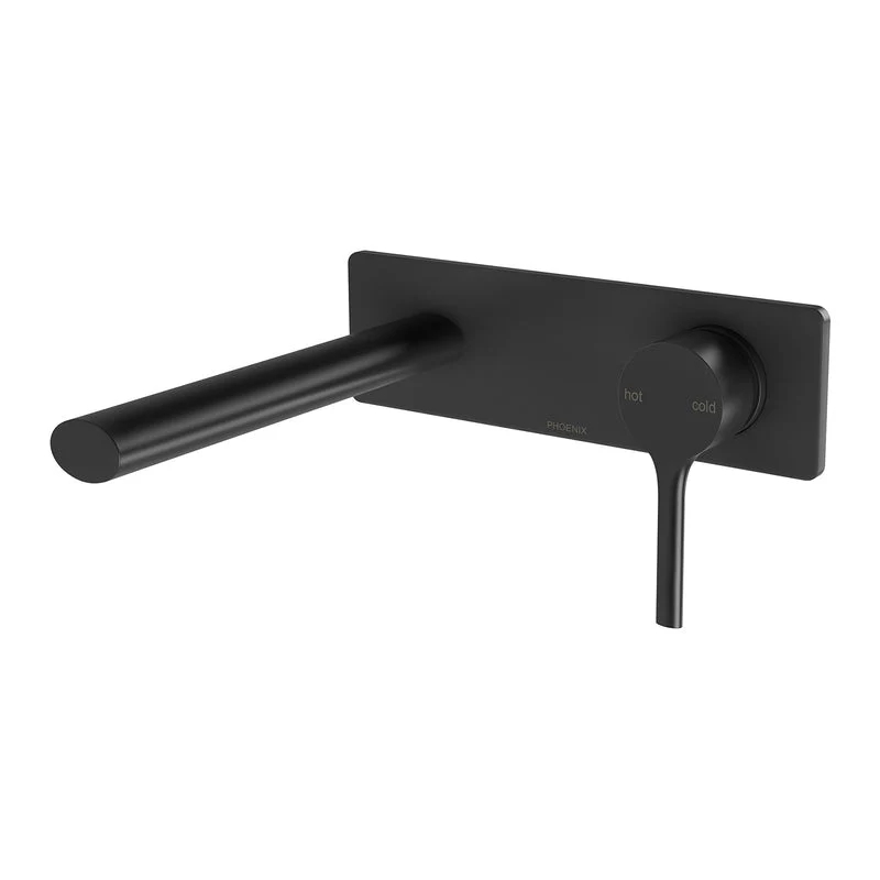 Phoenix Vivid Slimline Oval Wall Bath Mixer Set 175mm - Black Matte