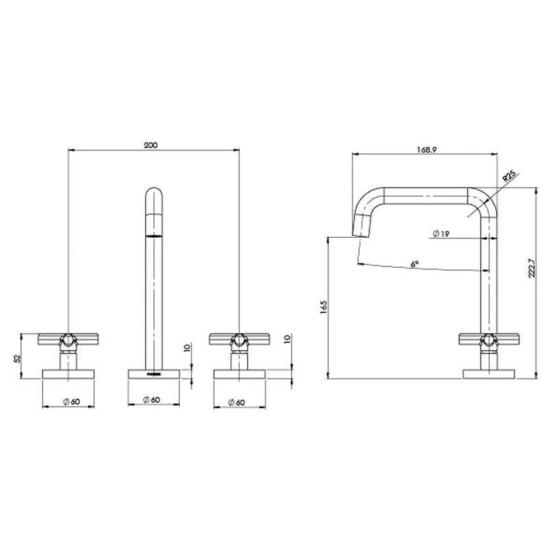 Phoenix Vivid Slimline Plus Basin Set - Brushed Carbon - Image 2
