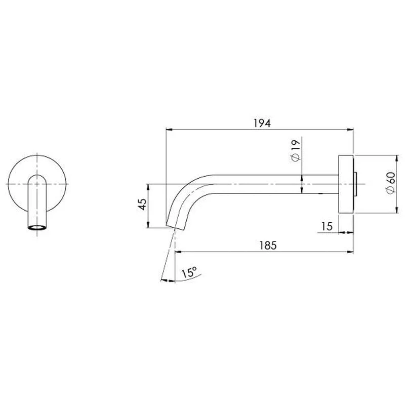 Phoenix Vivid Slimline Plus Wall Basin / Bath Outlet 180mm - Chrome - Image 2
