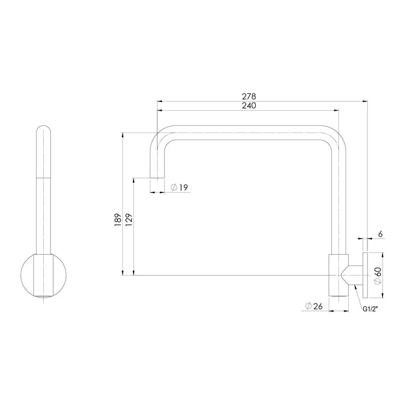 Phoenix Vivid Slimline Plus Wall Sink Outlet 240mm Squareline - Brushed Nickel - Image 2